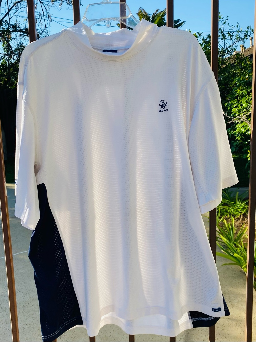FIDRA Men’s XXL Performance Golf Shirt White Short Sleeve Stretch Tee